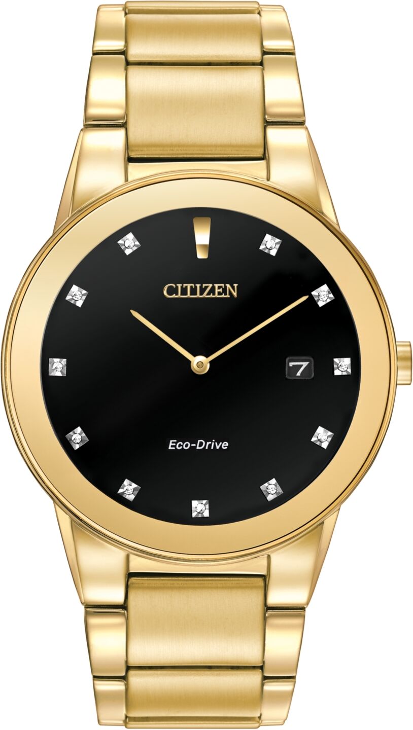 Citizen Men's Eco-Drive Axiom Diamond Accent Gold-Tone Stainless Steel Bracelet Watch 40mm AU1062-56G