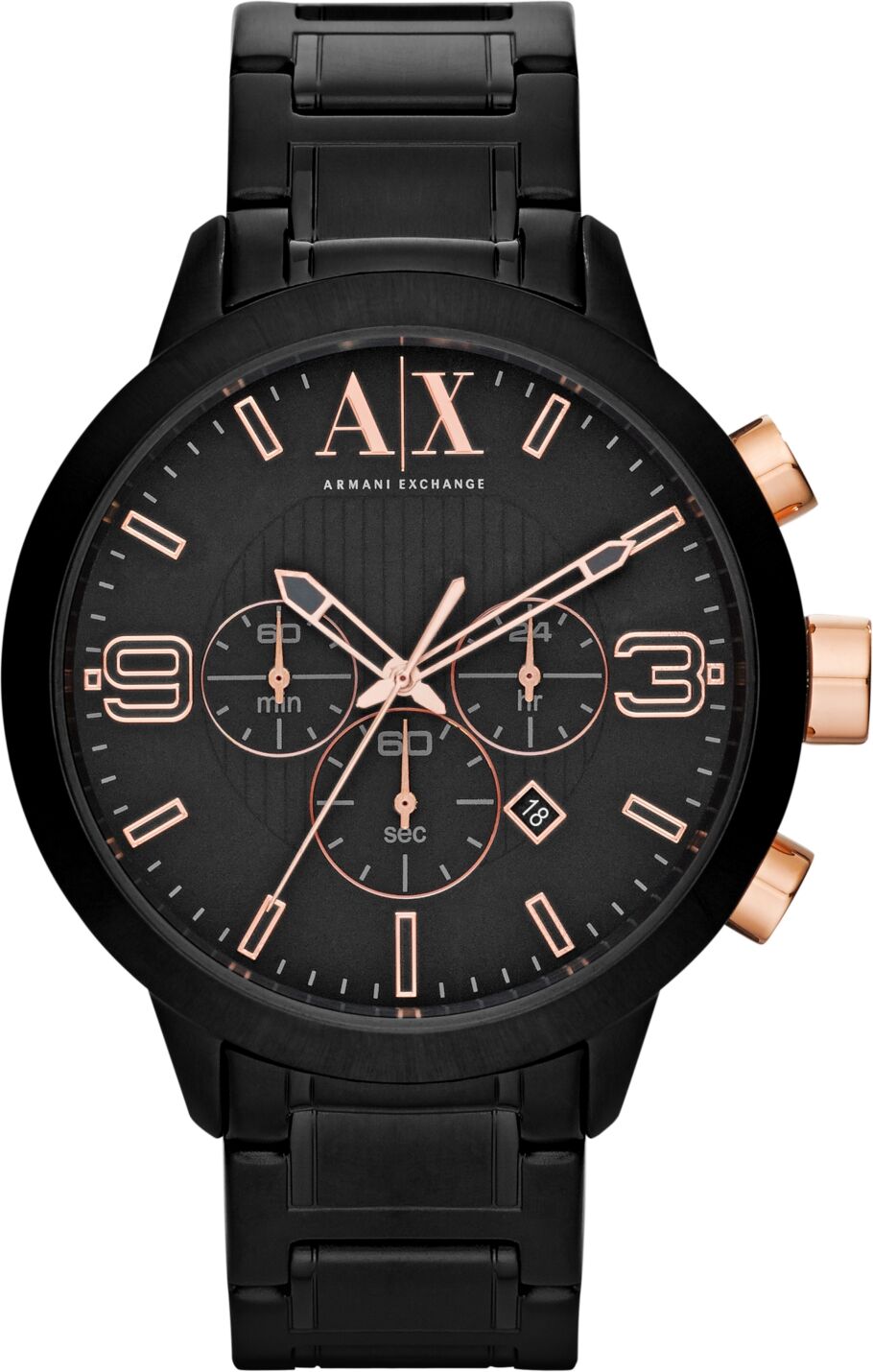 A|x Armani Exchange A X Armani Exchange Men's Chronograph Black Stainless Steel Bracelet Watch 49mm - Black