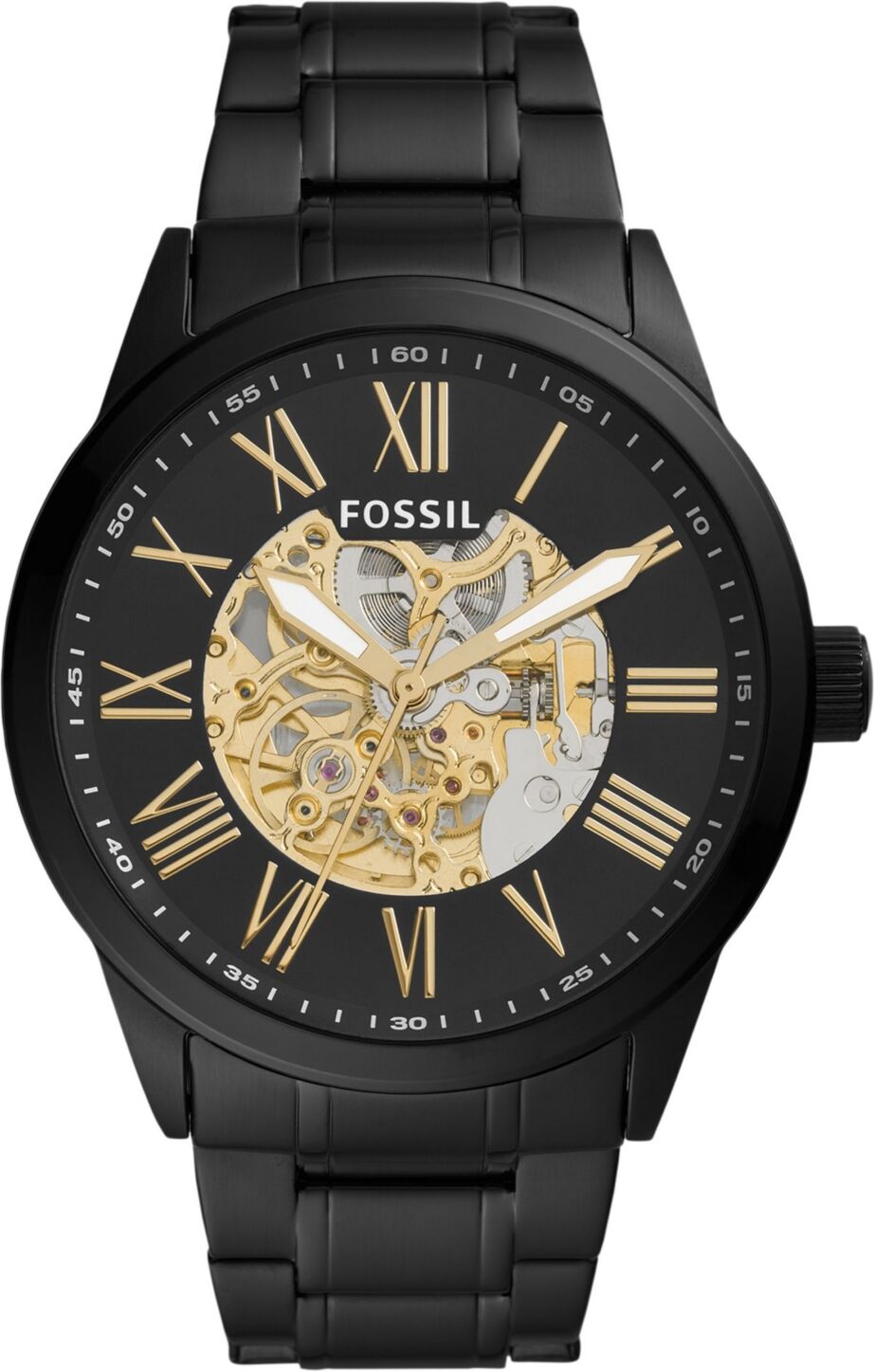 Fossil Men's Flynn Automatic Black Stainless Steel Watch 48mm - Black