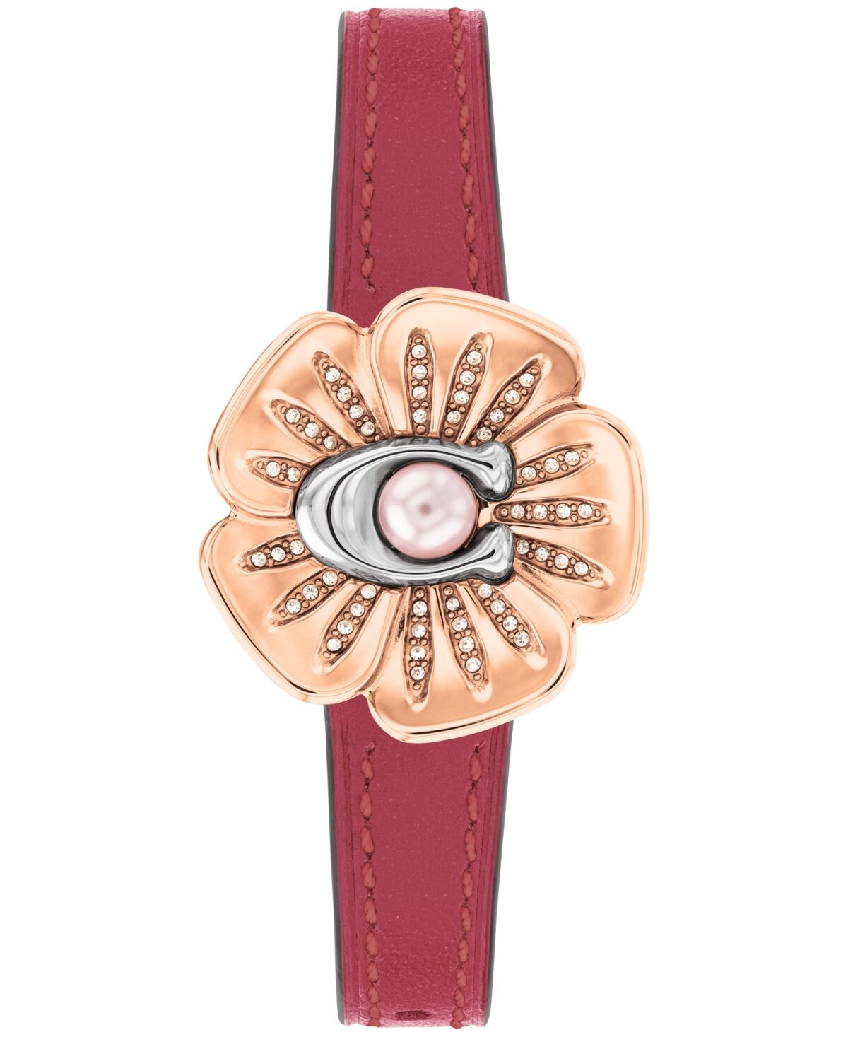 Coach Women's Tea Rose Rouge Leather Strap Watch, 29mm - Rouge