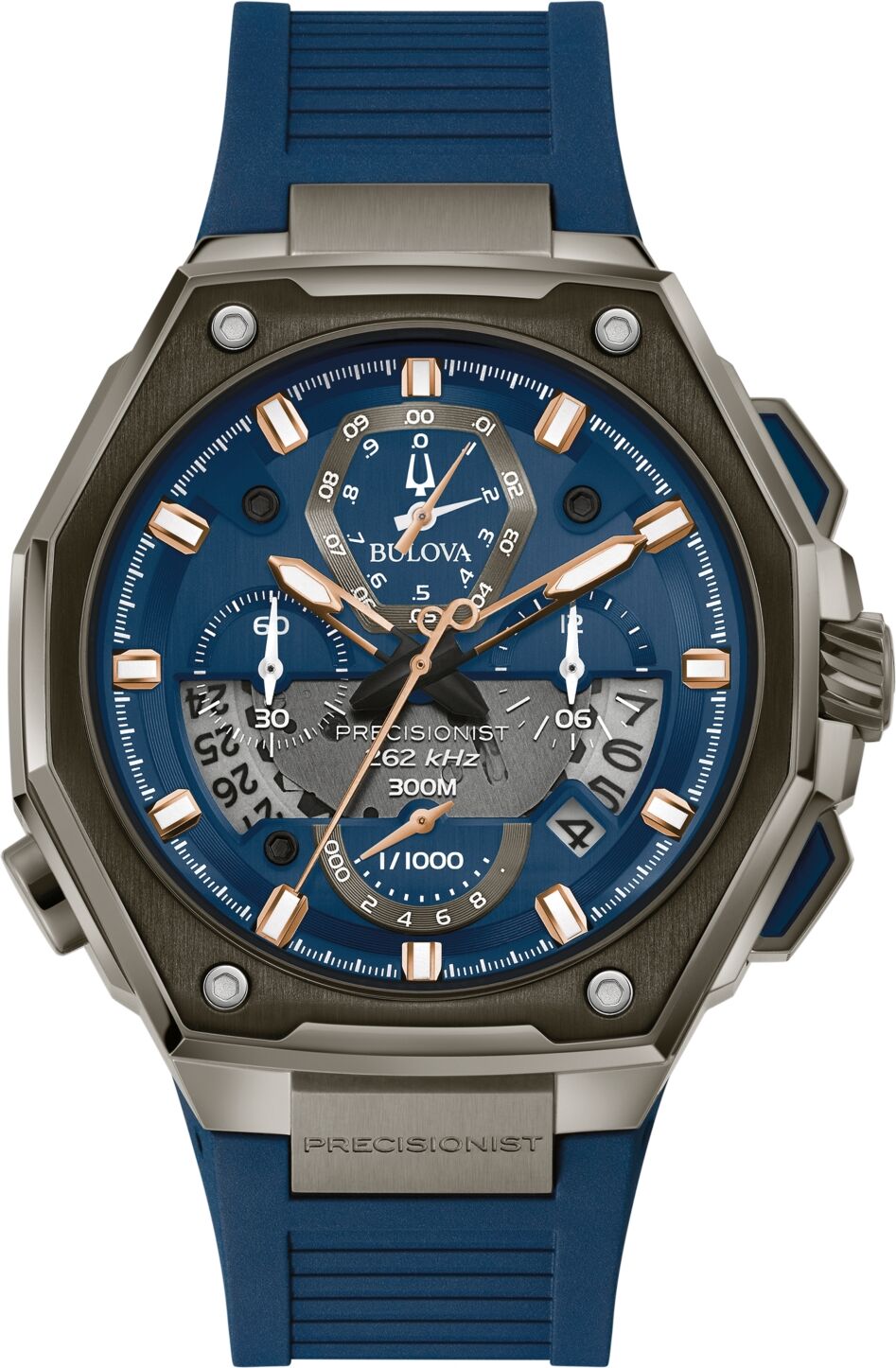 Bulova Men's Chronograph Precisionist X Blue Epdm Rubber Strap Watch 44.5mm - Blue