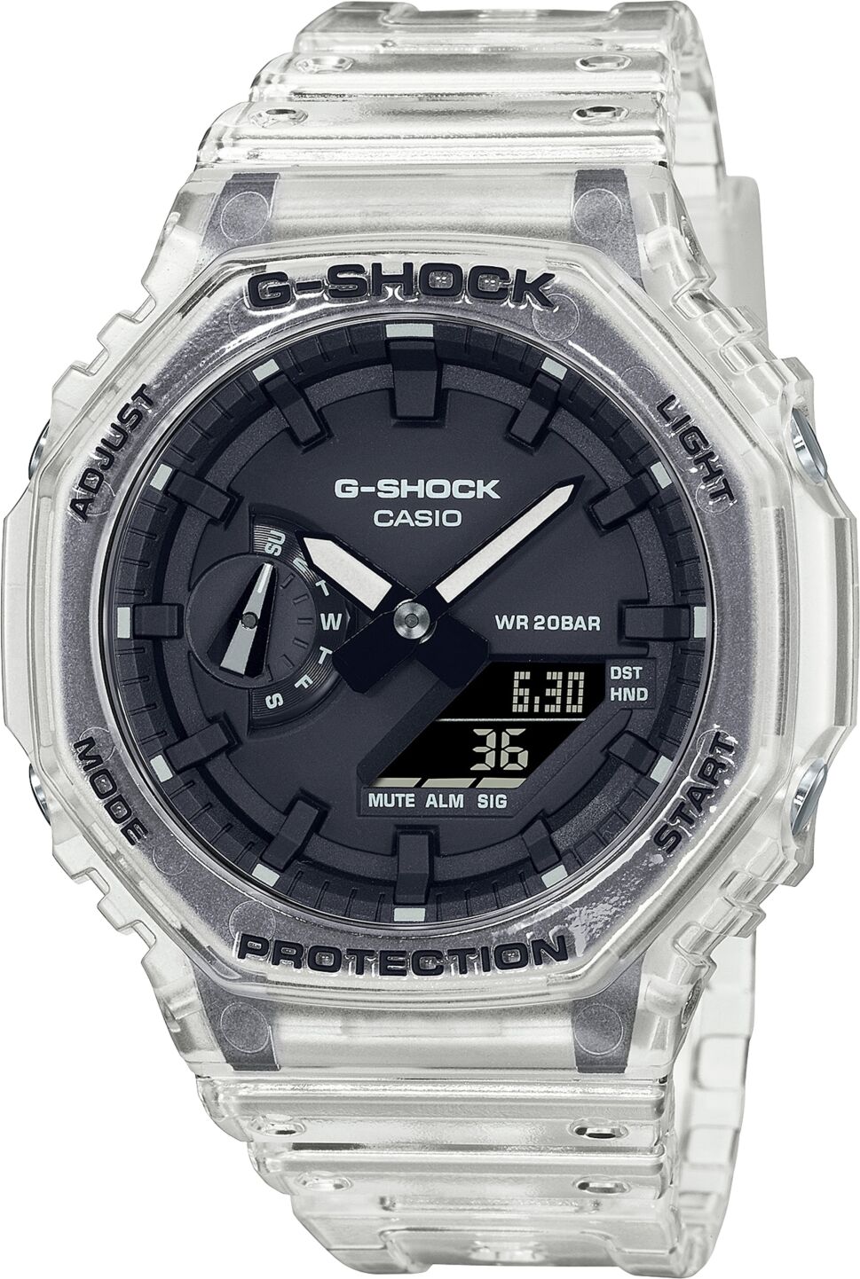 G-Shock Men's Analog-Digital Clear Resin Strap Watch 45.4mm GA2100SKE-7A - White