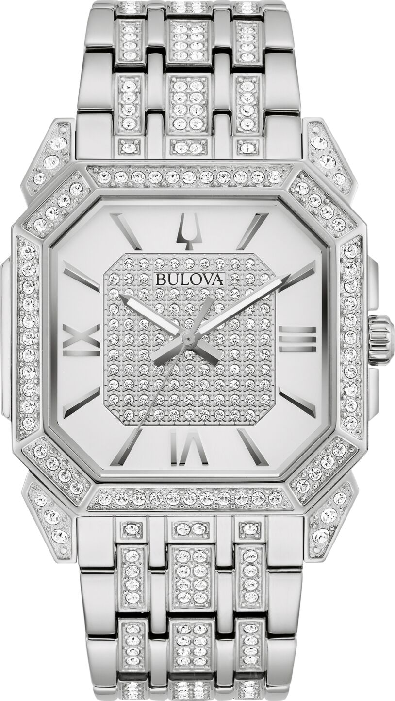 Bulova Men's Crystal Octava Stainless Steel Bracelet Watch 40mm - Silver-tone