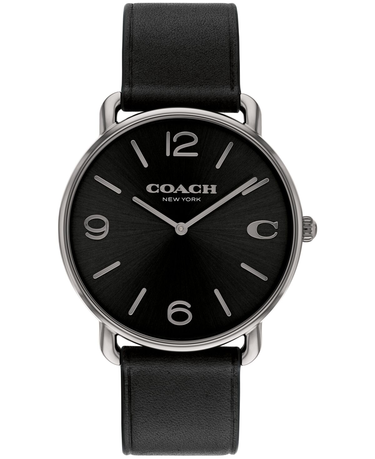 Coach Unisex Elliot Black Leather Strap Watch, 40mm - Black