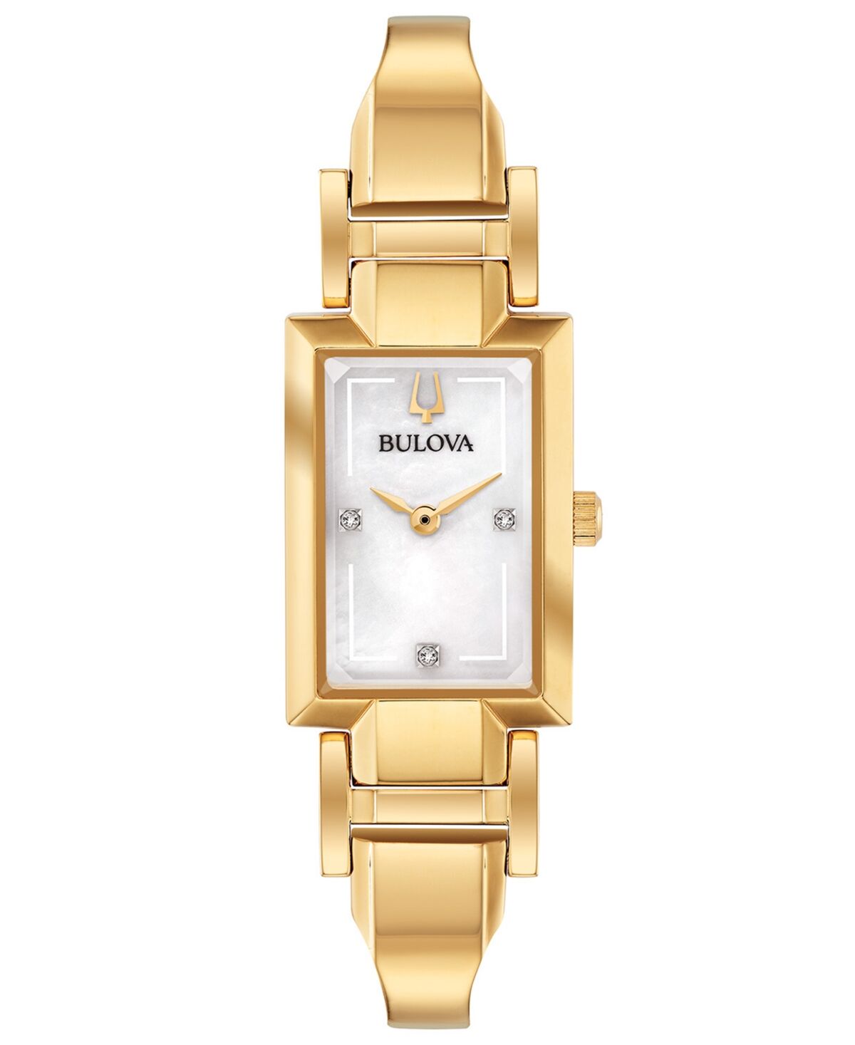 Bulova Women's Diamond-Accent Gold-Tone Stainless Steel Bangle Bracelet Watch 18x33mm - Gold