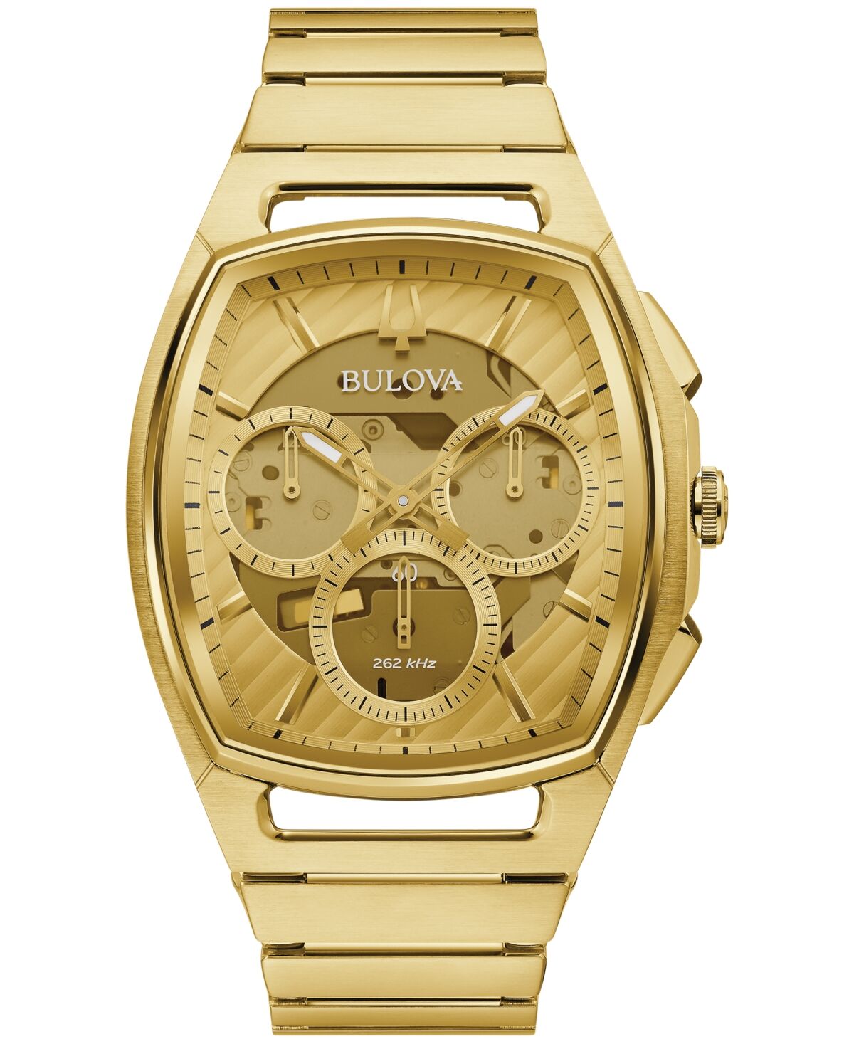 Bulova Men's Chronograph Curv Gold-Tone Stainless Steel Bracelet Watch 41.7mm - Gold