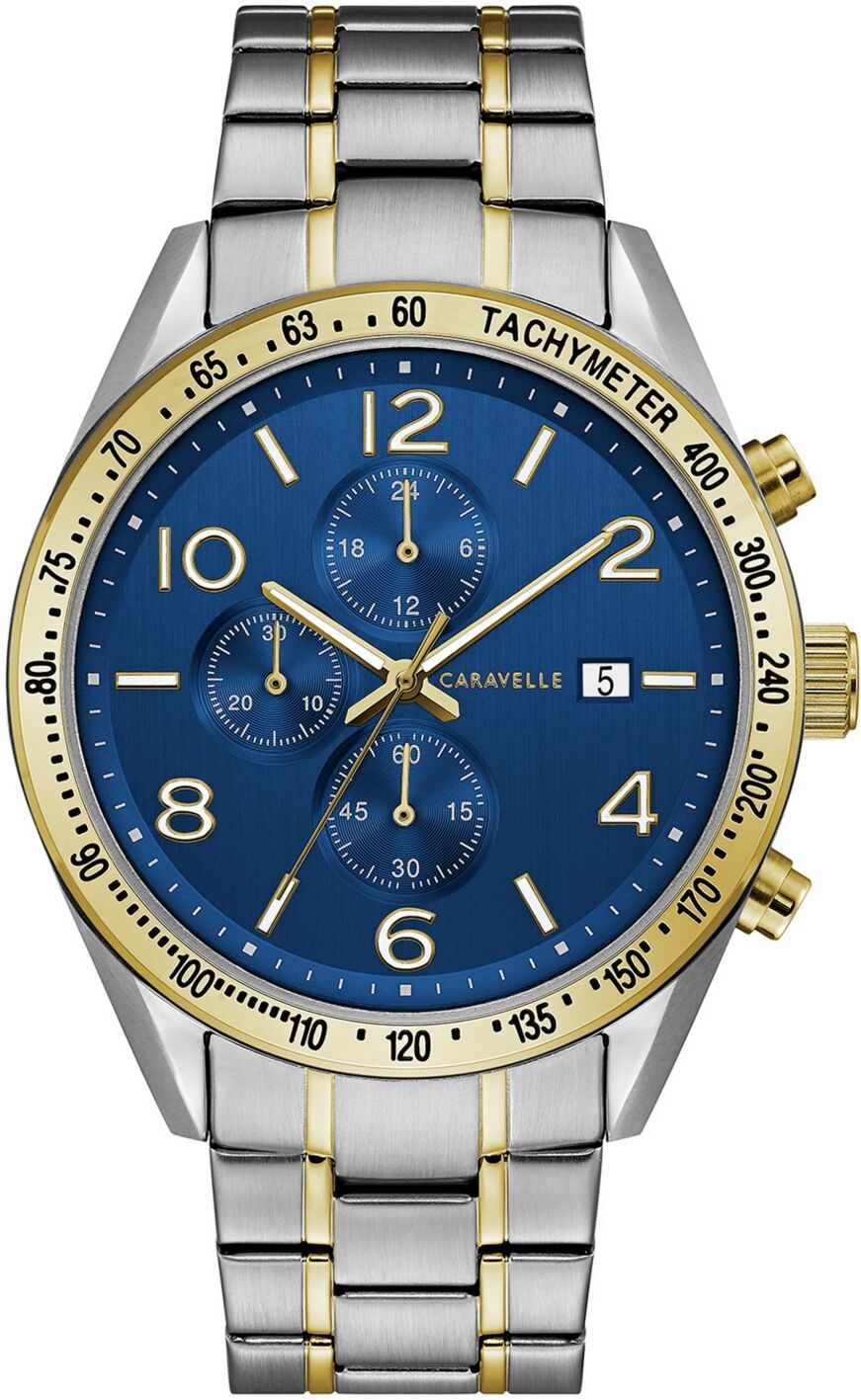 Caravelle Designed by Bulova Men's Chronograph Two-Tone Stainless Steel Bracelet Watch 44mm - Two-Tone