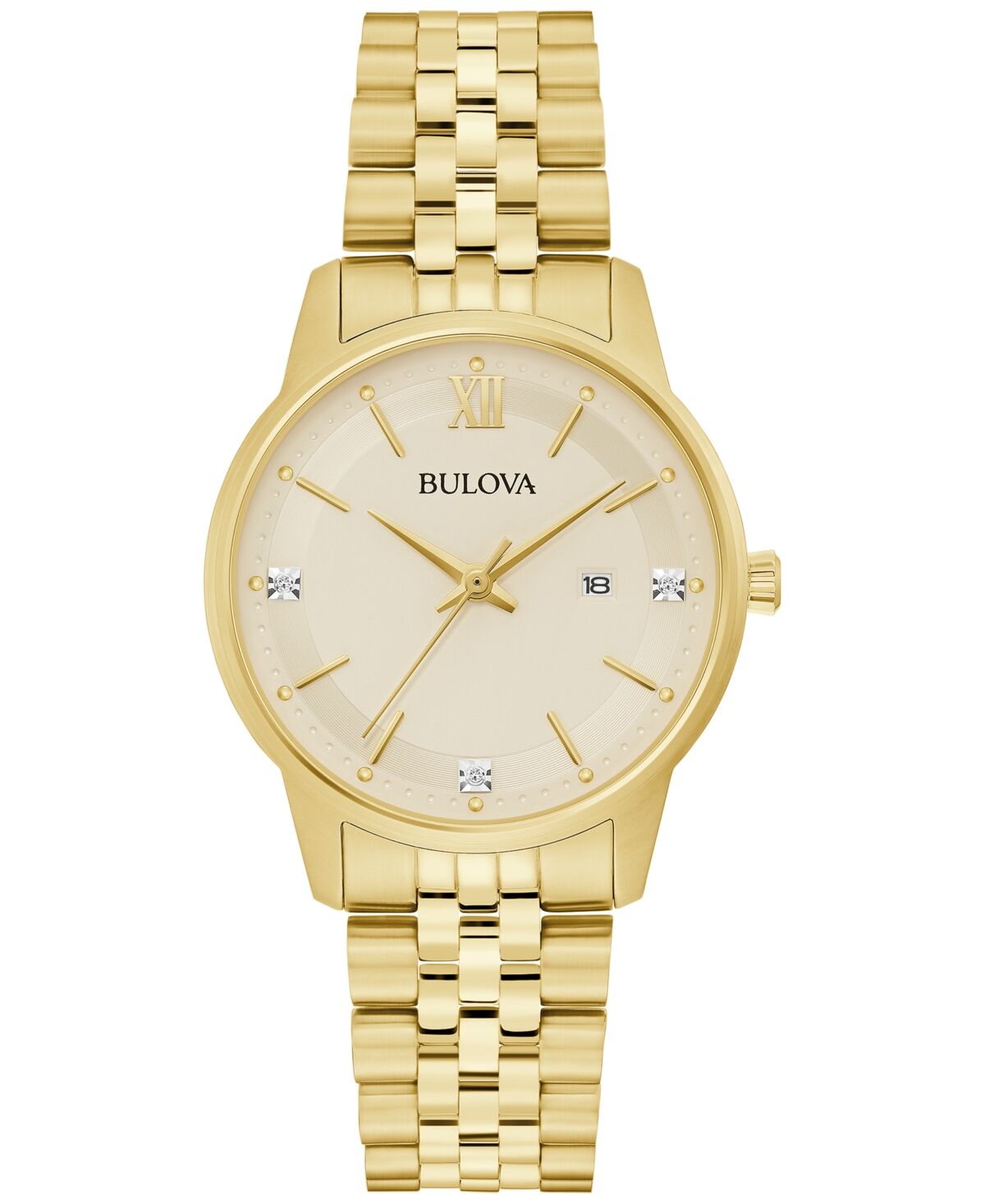 Bulova Women's Classic Diamond Accent Gold-Tone Stainless Steel Bracelet Watch 32mm - Gold-tone