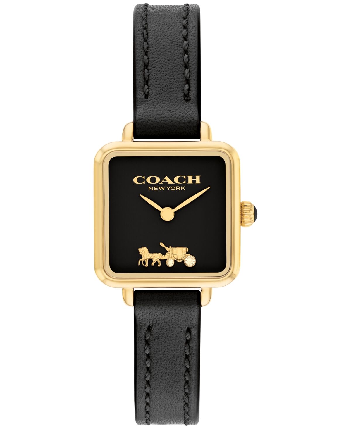 Coach Women's Cass Signature Horse and Carriage Black Leather Strap Watch, 22mm - Black