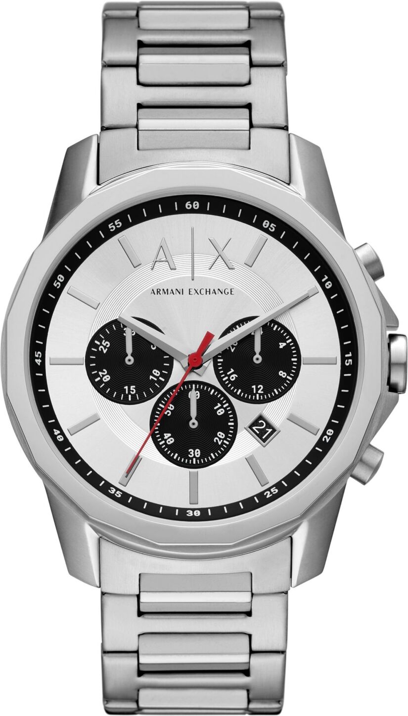 A|x Armani Exchange A X Armani Exchange Men's Quartz Chronograph Silver-Tone Stainless Steel Watch 44mm - Silver