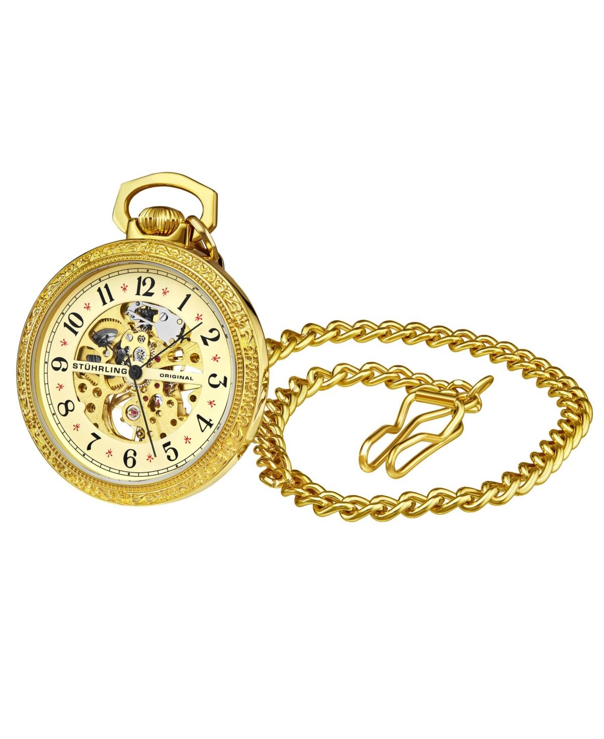 Stuhrling Women's Gold Tone Stainless Steel Chain Pocket Watch 48mm - Silver