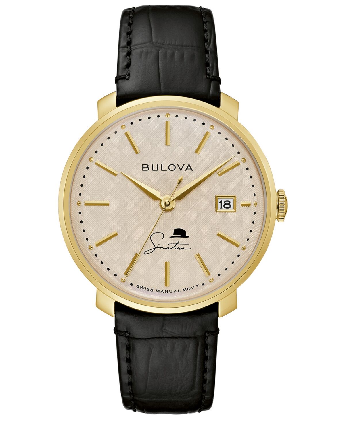 Bulova Men's Frank Sinatra Brown Leather Strap Watch 40mm - Silver-tone