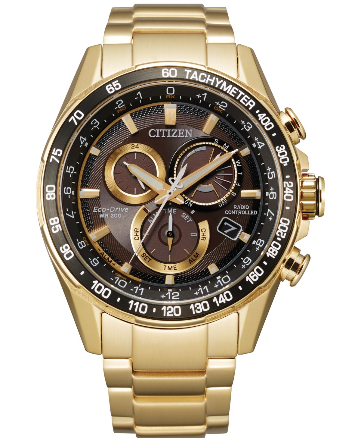 Citizen Eco-Drive Men's Chronograph Pcat Gold-Tone Stainless Steel Bracelet Watch 43mm - Gold