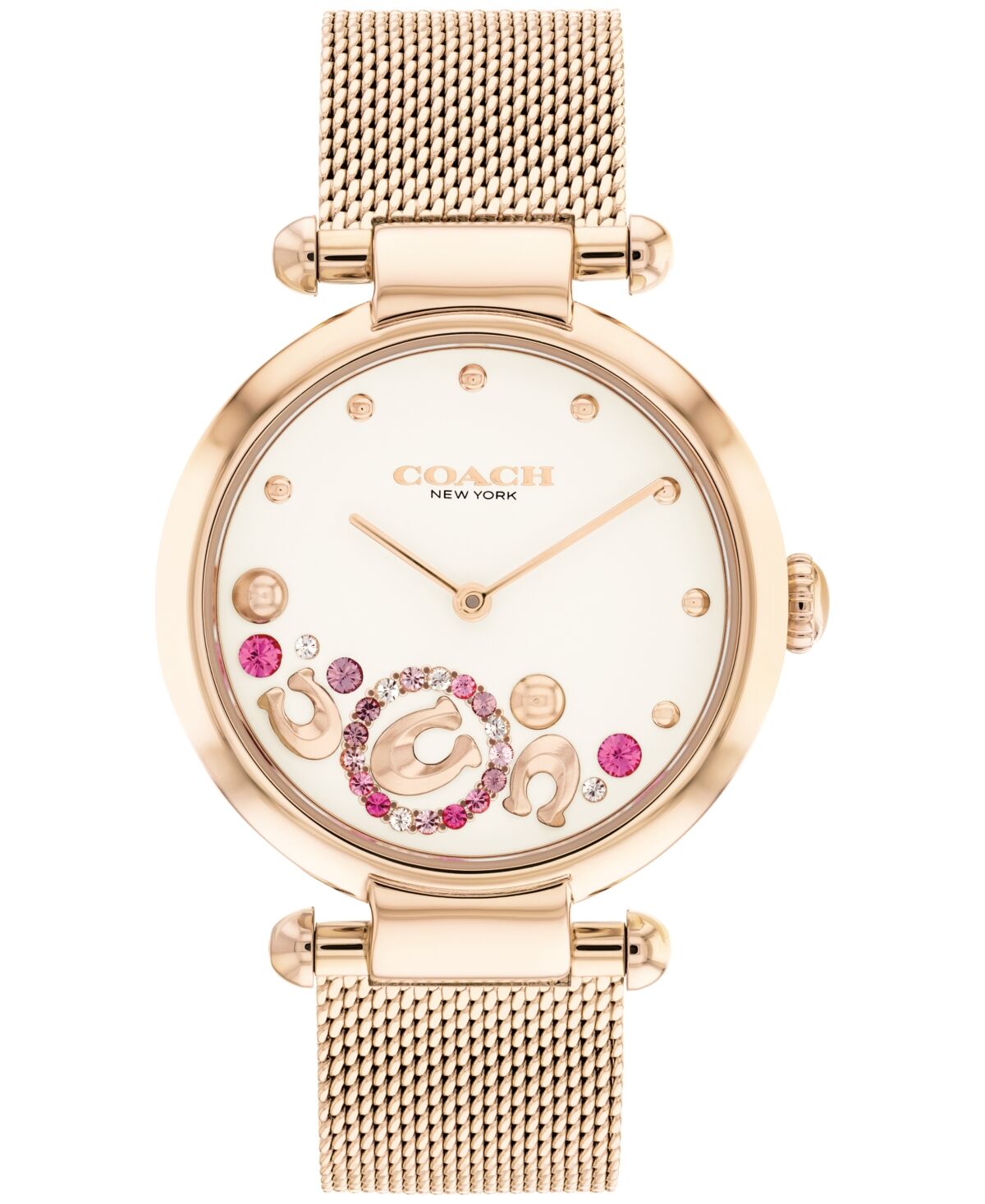 Coach Women's Cary Carnation Gold Tone Mesh Bracelet Watch 34mm - Rose Gold Plated