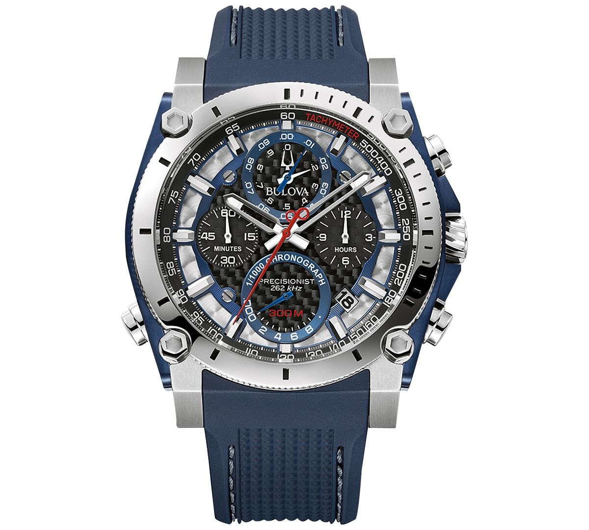 Bulova Men's Chronograph Precisionist Blue Rubber Strap Watch 46.5mm - Blue