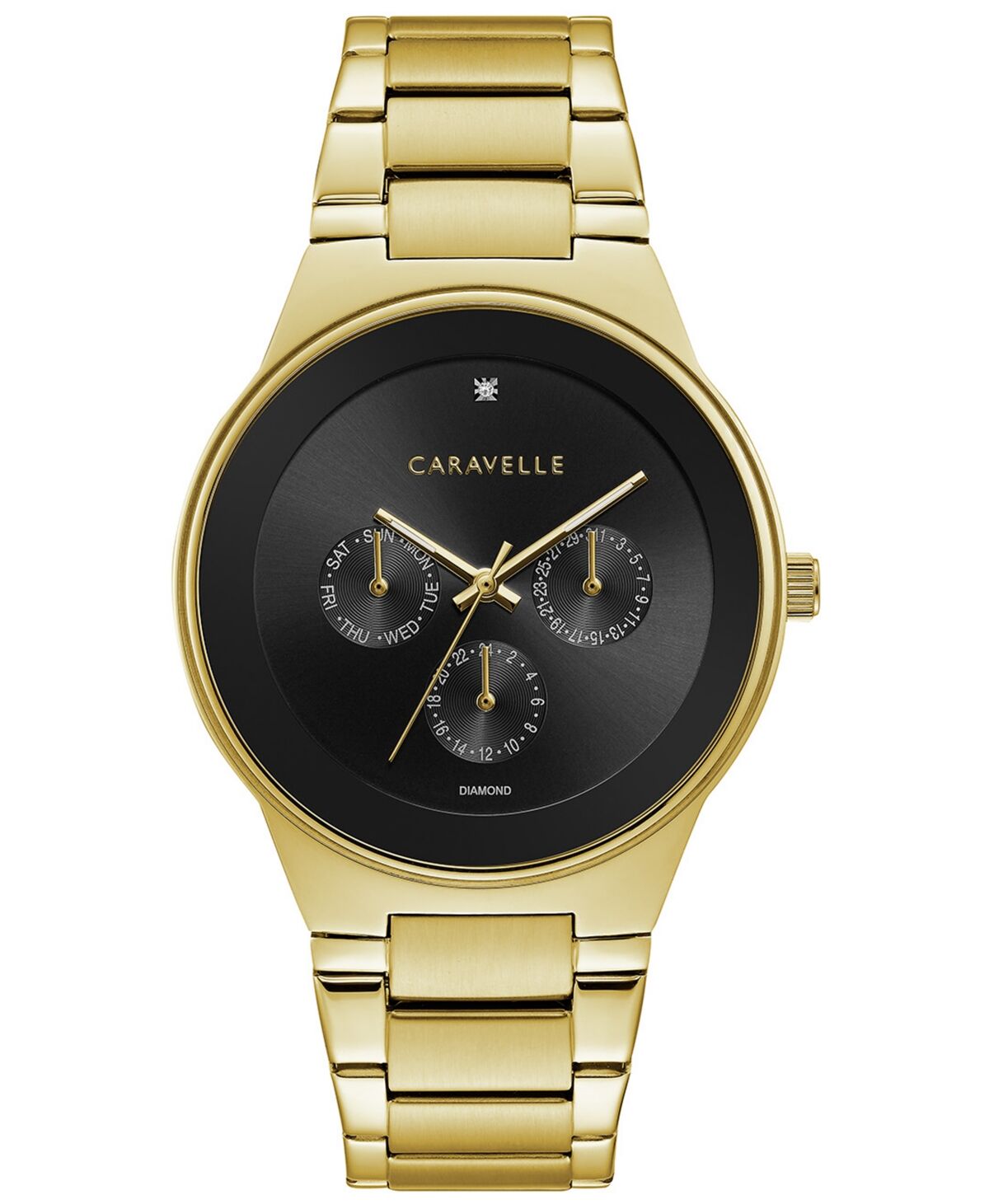 Caravelle Designed by Bulova Designed by Bulova Men's Diamond-Accent Gold-Tone Stainless Steel Bracelet Watch 40mm - Gold