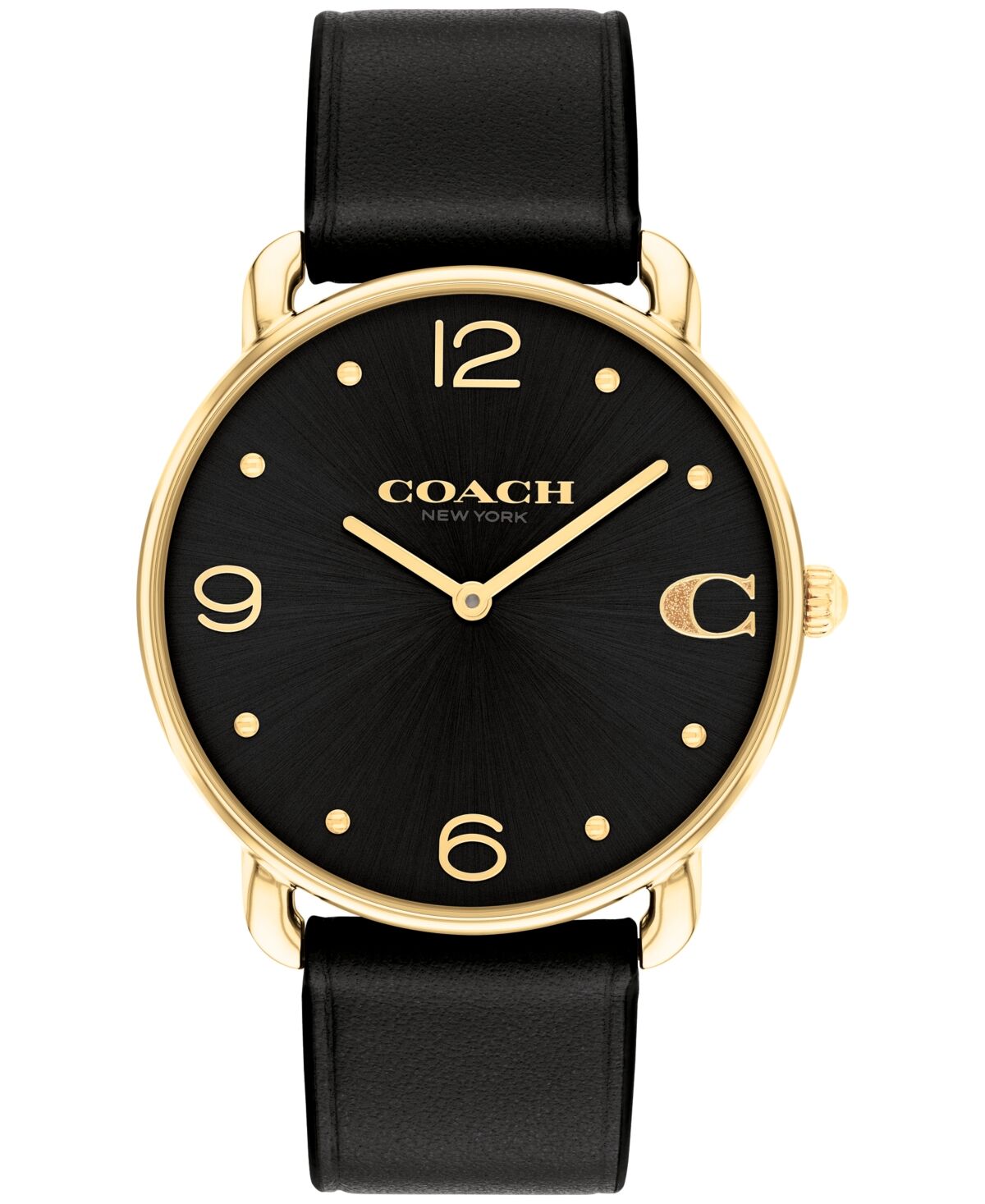 Coach Unisex Elliot Black Leather Strap Watch, 36mm - Black