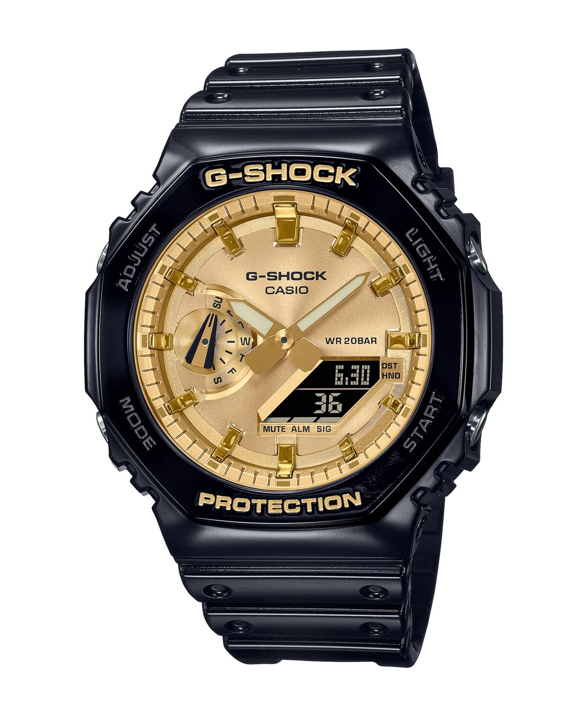 G-Shock Men's Two-Hand Quartz Analog Digital Black Resin Watch, 45.4mm, GA2100GB-1A - Black