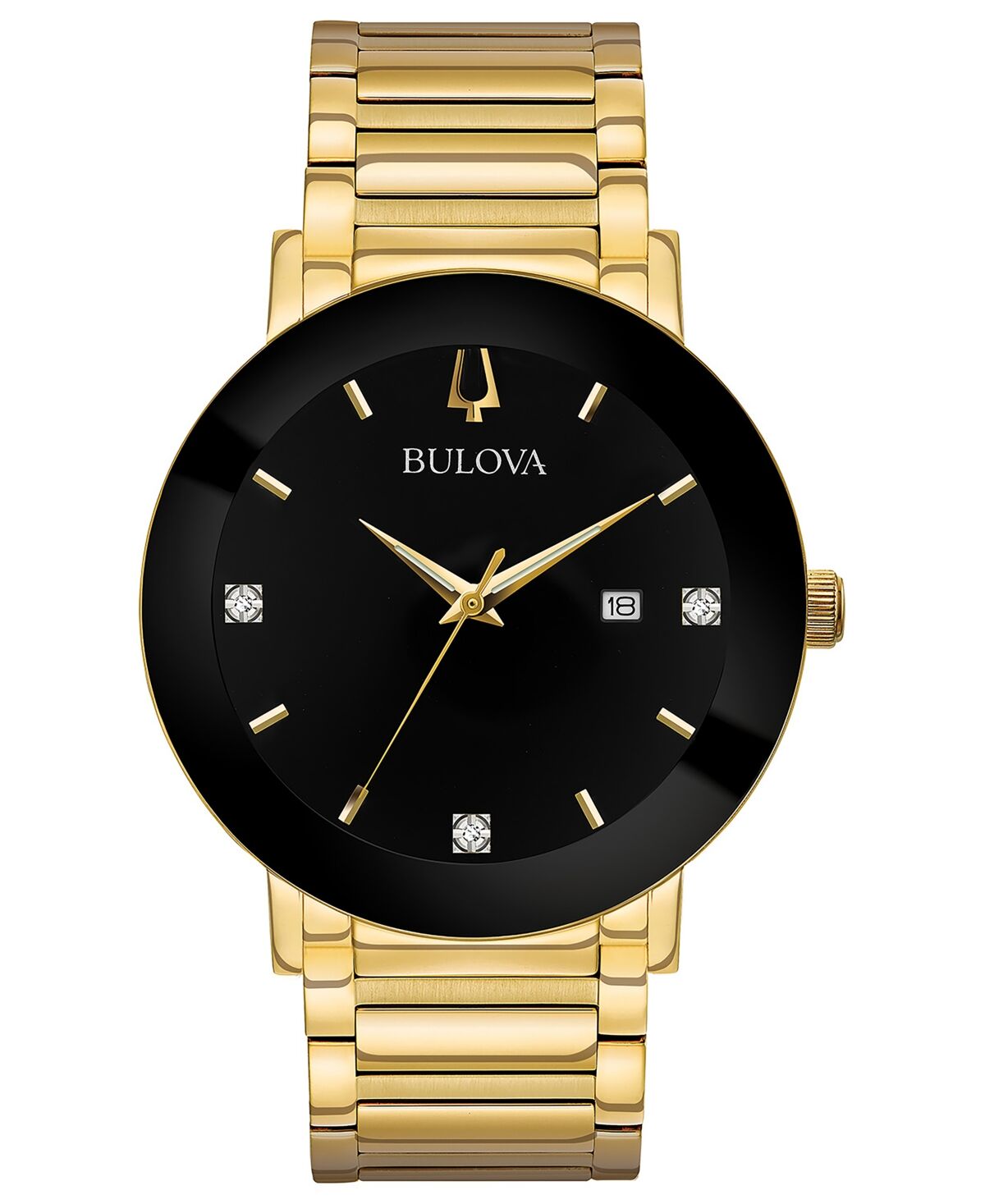 Bulova Men's Futuro Diamond Dress Diamond-Accent Gold-Tone Stainless Steel Bracelet Watch 42mm - Gold