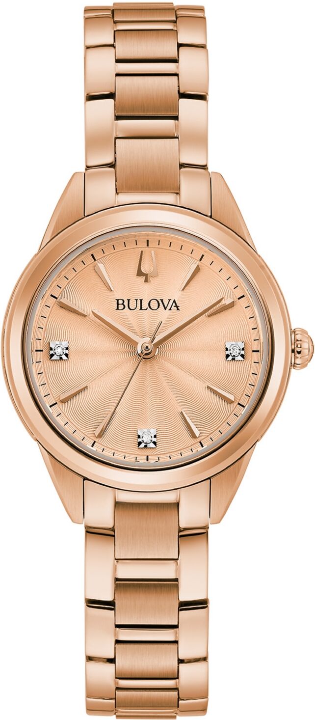 Bulova Women's Sutton Diamond-Accent Rose Gold-Tone Stainless Steel Bracelet Watch 28mm - Rose Gold