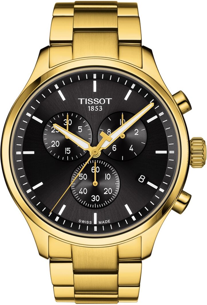 Tissot Men's Swiss Chronograph Chrono Xl Classic Gold-Tone Stainless Steel Bracelet Watch 45mm - Black