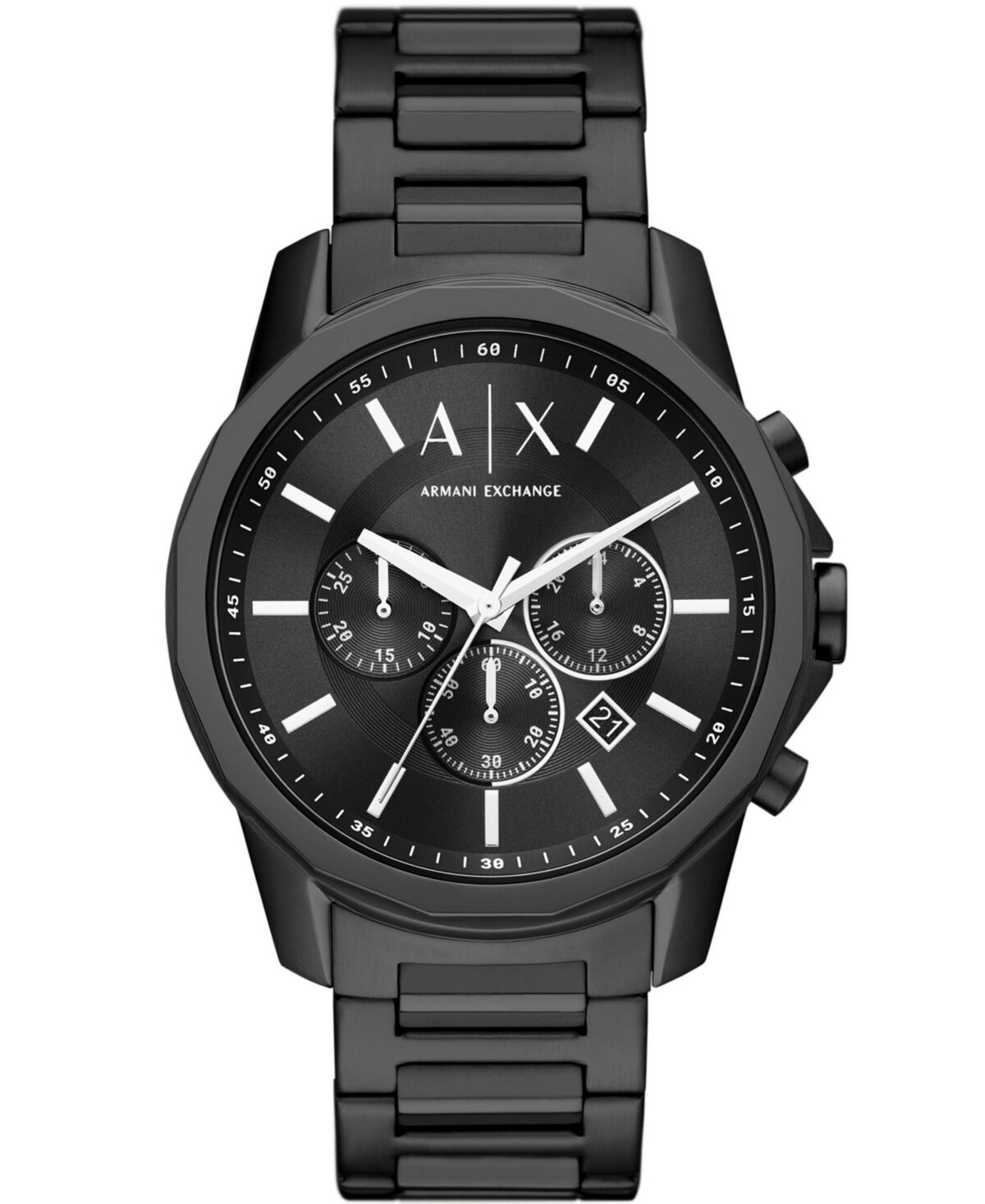 A|x Armani Exchange A X Armani Exchange Men's Chronograph Black Stainless Steel Bracelet Watch 44mm - Black