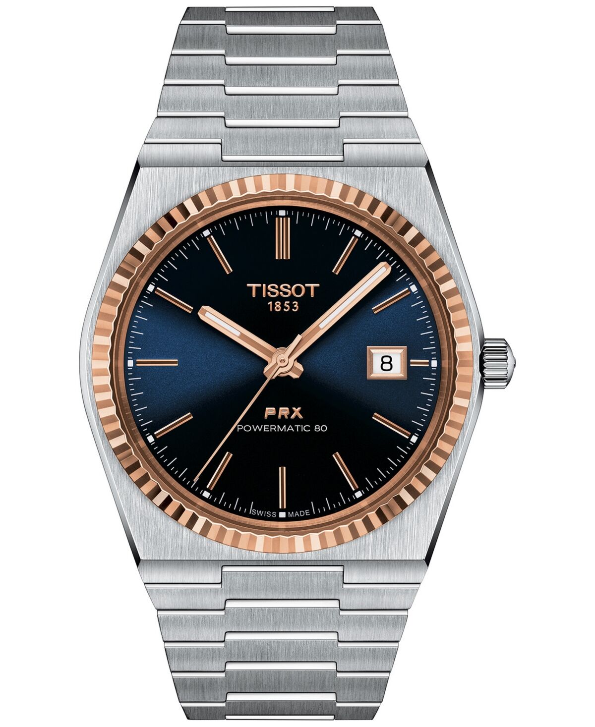 Tissot Men's Prx Powermatic 80 Automatic Stainless Steel Bracelet Watch 40mm - Silver