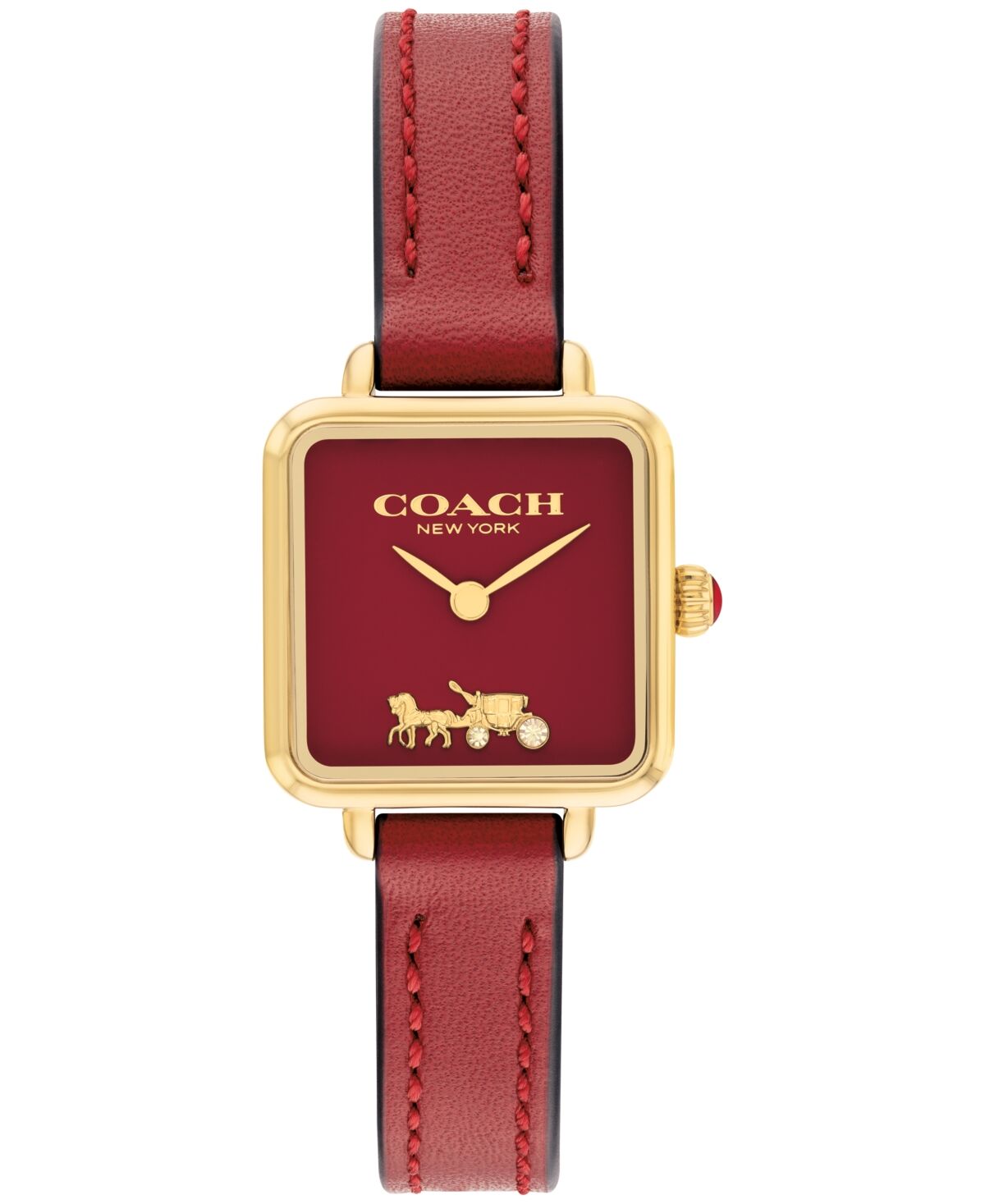Coach Women's Cass Signature Horse and Carriage Red Leather Strap Watch, 22mm - Red