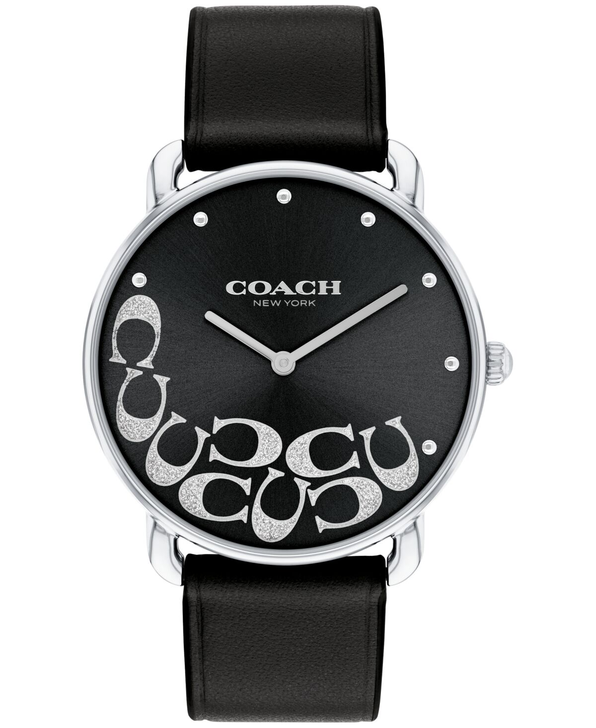 Coach Women's Elliot Black Leather Watch 36mm - Black