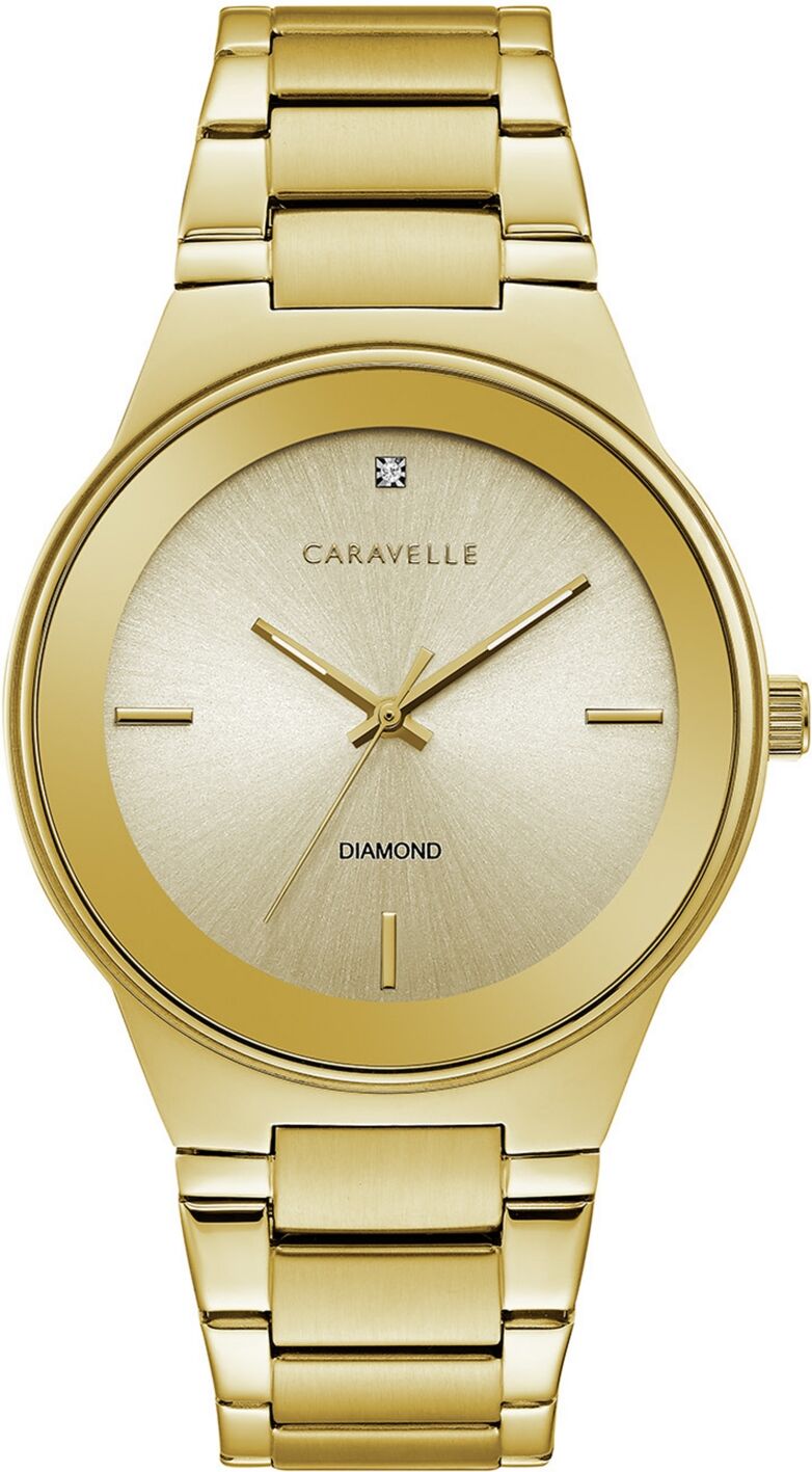 Caravelle Designed by Bulova Men's Diamond-Accent Gold-Tone Stainless Steel Bracelet Watch 40mm - Gold