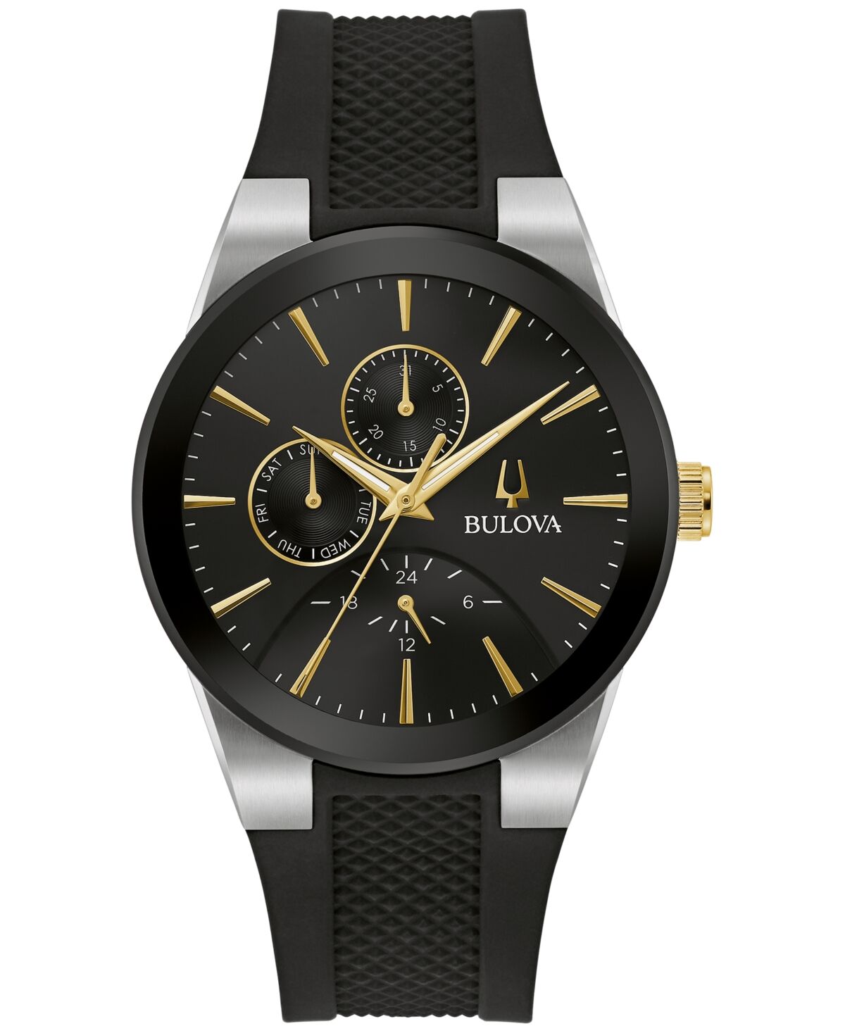 Bulova Men's Chronograph Modern Millennia Black Silicone Strap Watch 41mm - Black