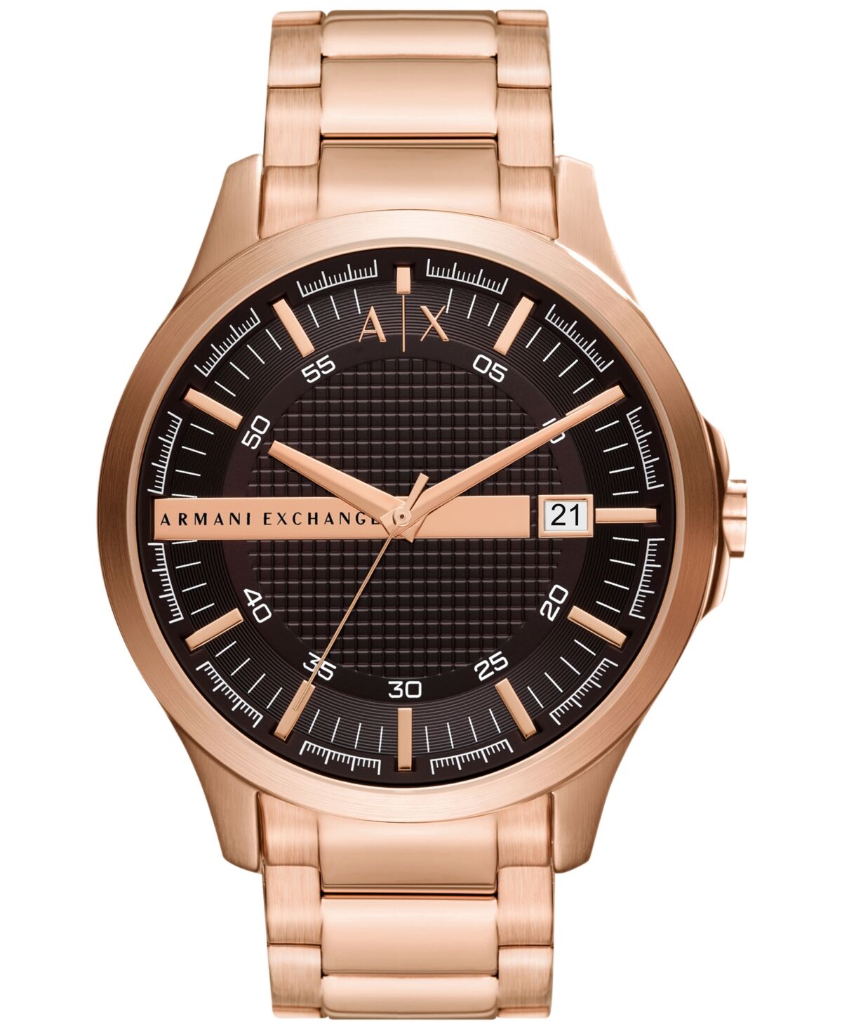 A|x Armani Exchange A X Armani Exchange Men's Three-Hand Quartz Date Rose Gold-Tone Stainless Steel Watch 46mm - Rose Gold
