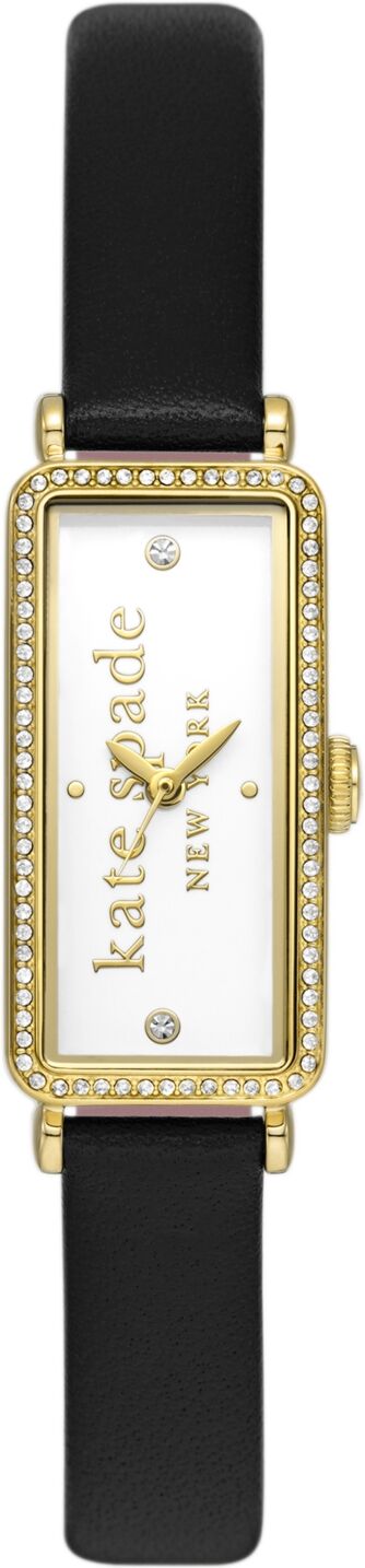 kate spade new york Women's Rosedale Three Hand Black Pro-Planet Leather Watch 32mm - Black