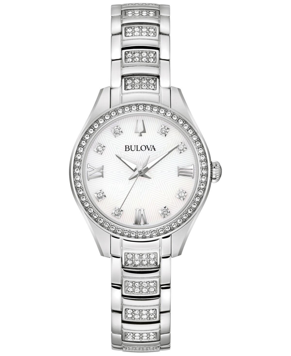 Bulova Women's Crystal Stainless Steel Bracelet Watch 29mm - Silver-tone