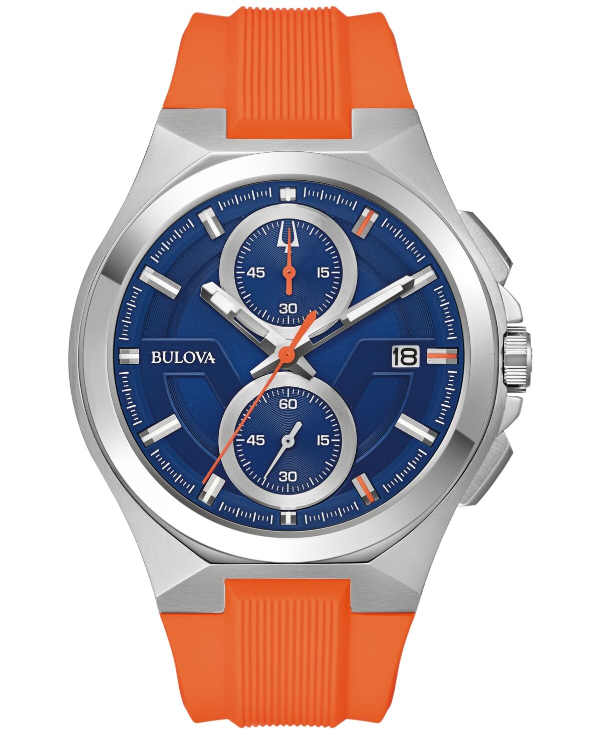 Bulova Men's Chronograph Marc Anthony Maquina Orange Silicone Strap Watch 46mm - Orange