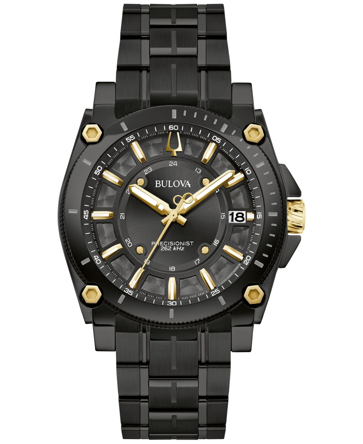 Bulova Men's Precisionist Icon Black-Tone Stainless Steel Bracelet Watch 40mm - Black