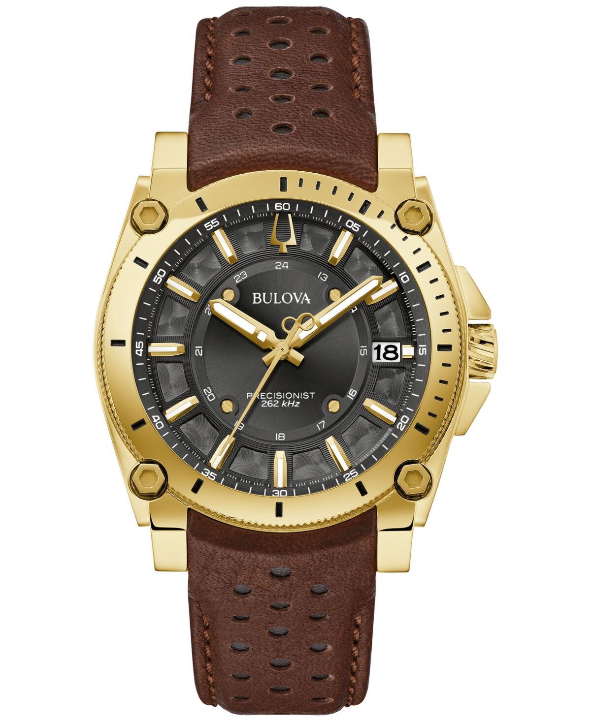Bulova Men's Precisionist Icon Brown Leather Strap Watch 40mm - Brown