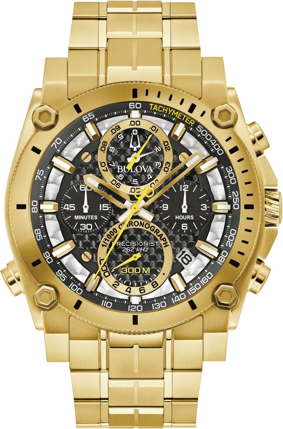 Bulova Men's Chronograph Precisionist Icon Gold-Tone Stainless Steel Bracelet Watch 47mm - Gold-tone