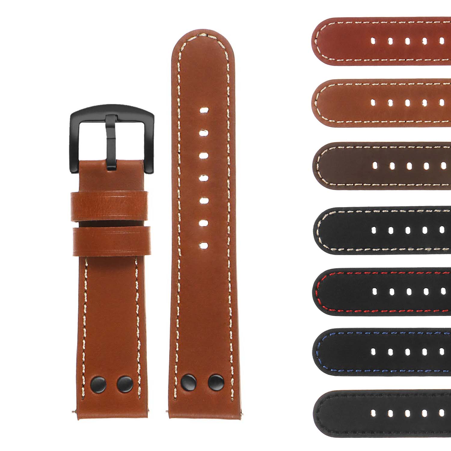 Strapsco DASSARI Pilot Leather Watch Band for Samsung Gear Sport