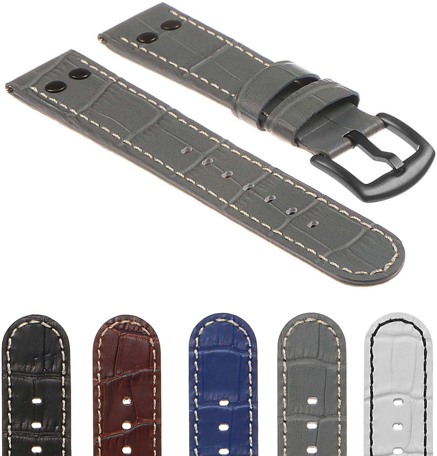 Strapsco DASSARI Croc Embossed Leather Pilot Watch Band for Samsung Gear Sport