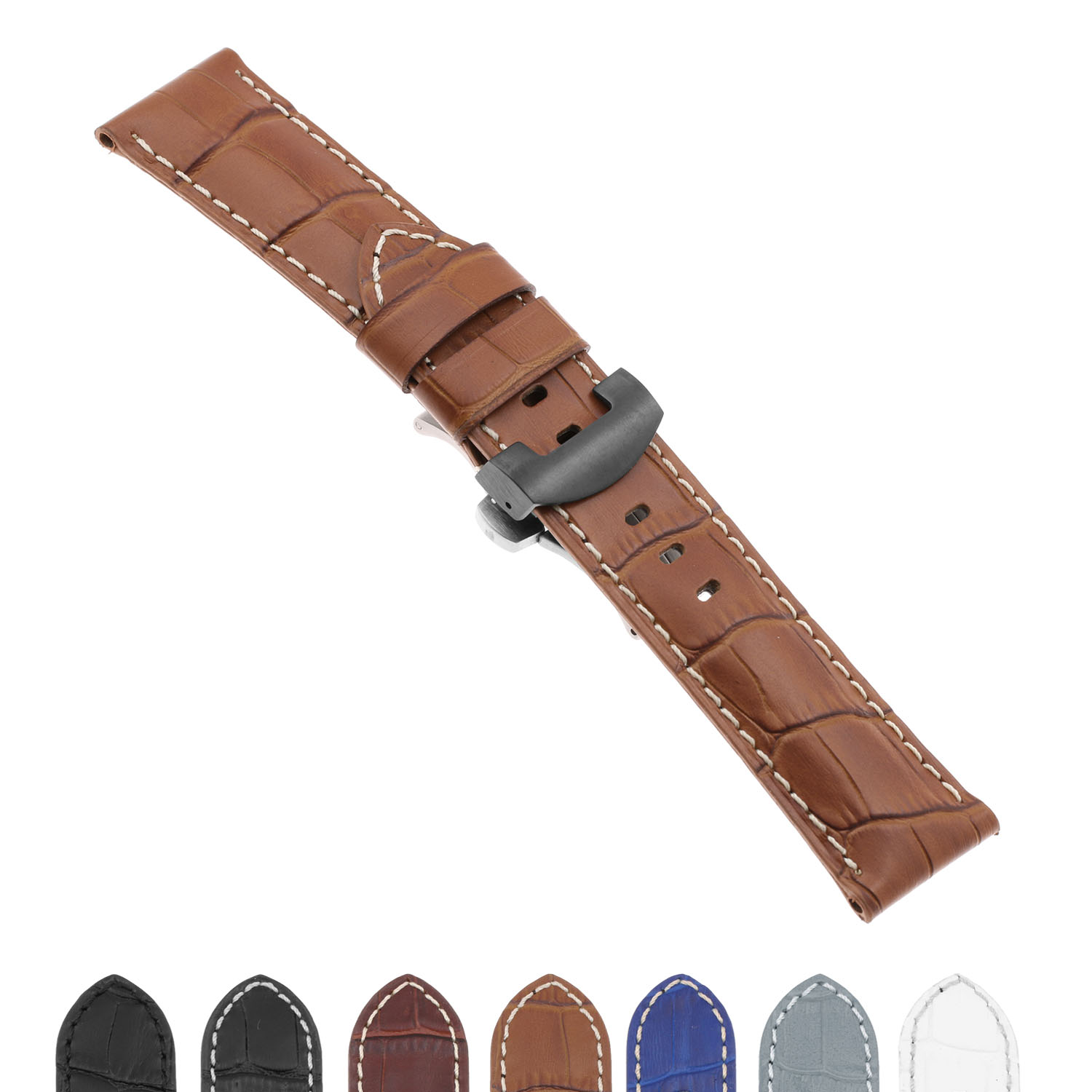 Strapsco DASSARI Croc Leather Strap for Samsung Gear S3 Frontier