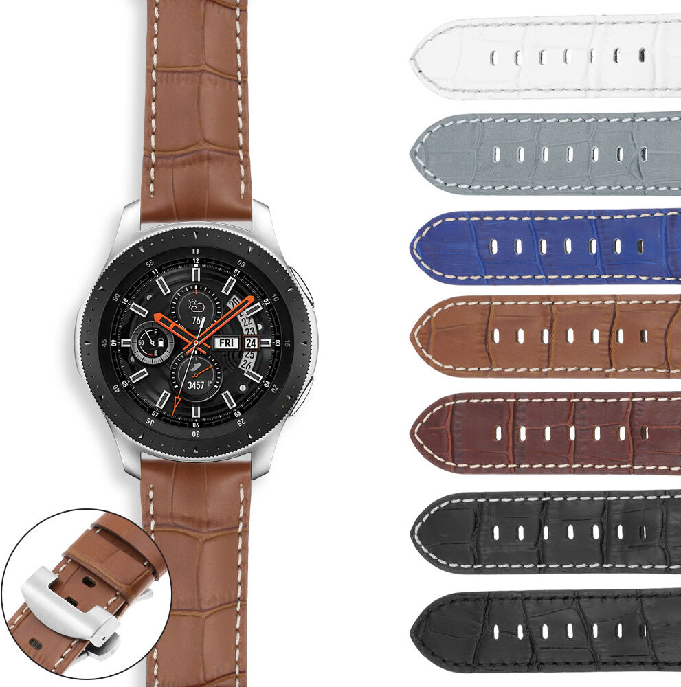 Strapsco DASSARI Croc Leather Strap for Samsung Galaxy Watch (46mm Silver)