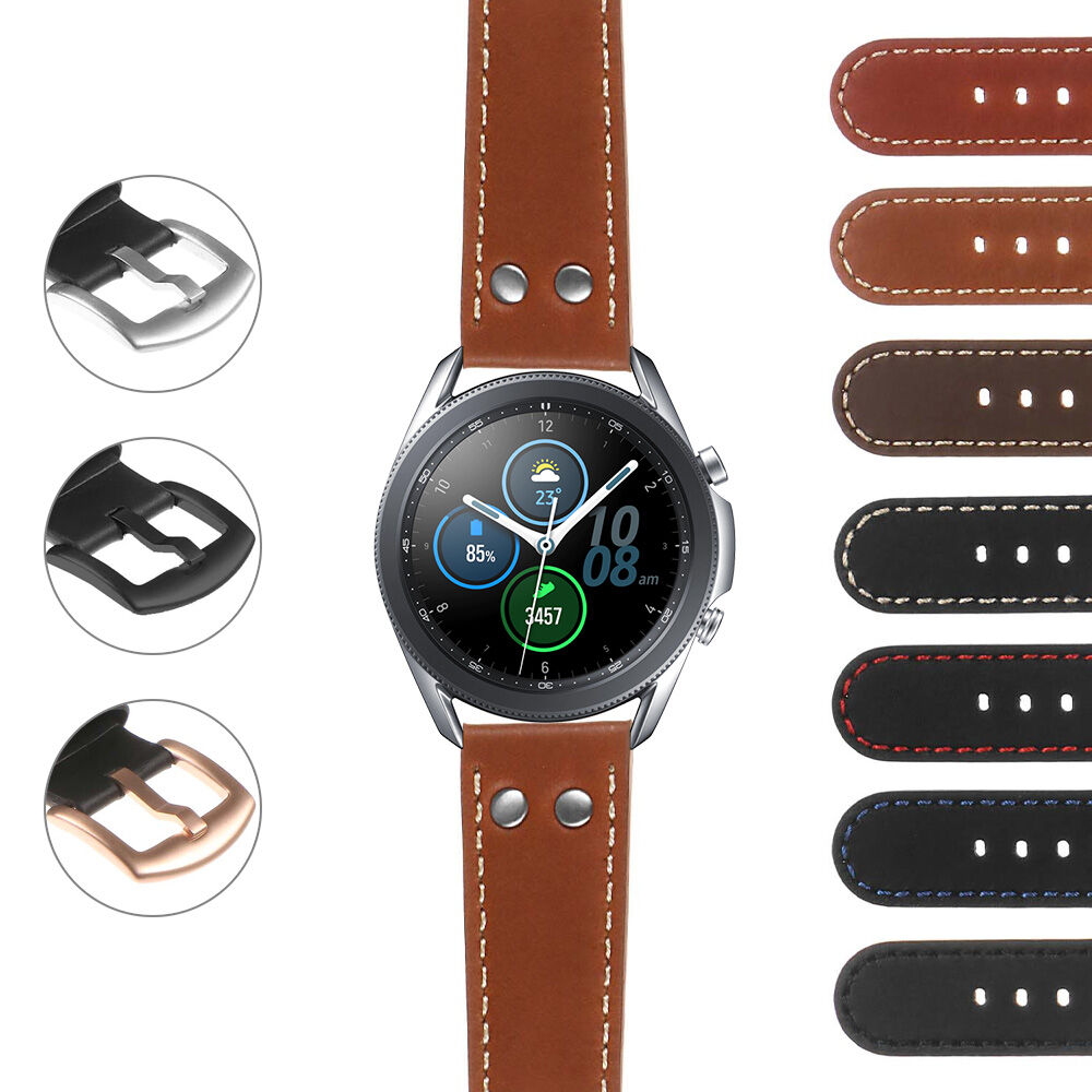 Strapsco DASSARI Leather Pilot Strap w/ Rivets Samsung Galaxy Watch 3