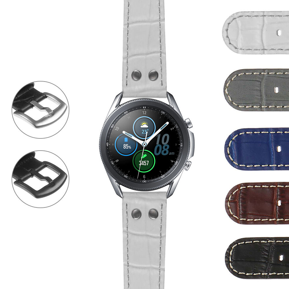 Strapsco DASSARI Croc Embossed Leather Pilot Strap w/ Rivets Samsung Galaxy Watch 3