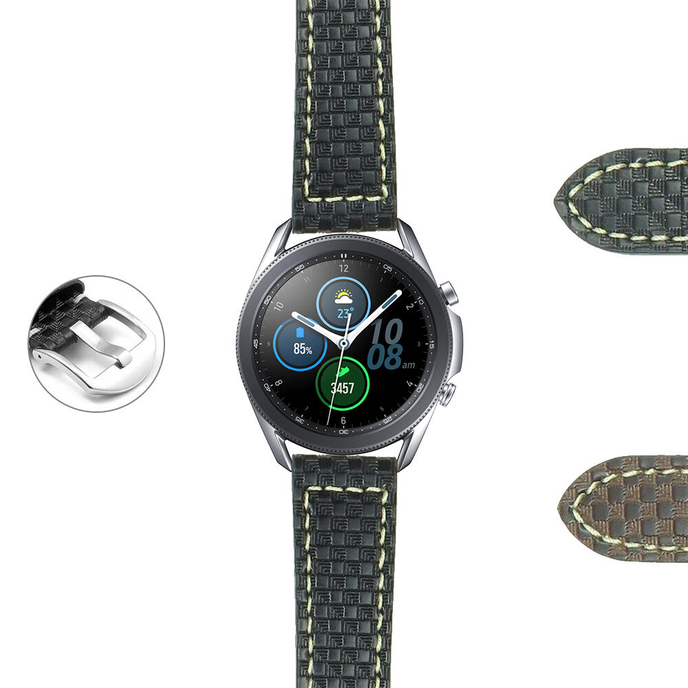 Strapsco DASSARI Azure Carbon Fiber Leather Strap for Samsung Galaxy Watch 3
