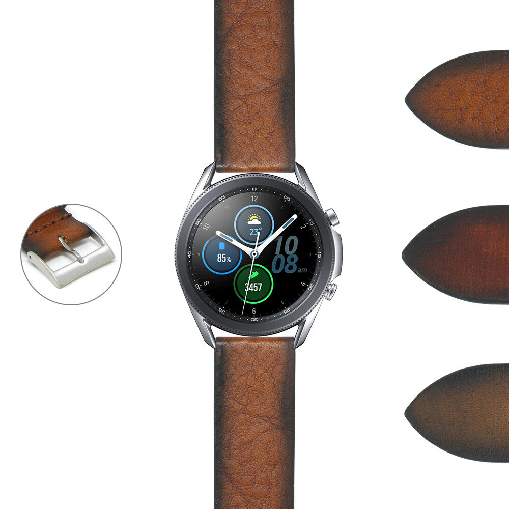 Strapsco DASSARI Premium Thick Vintage Leather Strap for Samsung Galaxy Watch 3