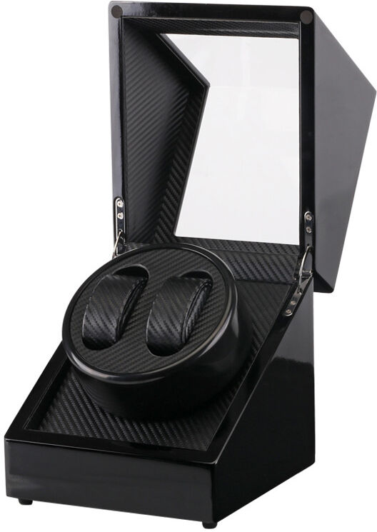 Strapsco Piano Black Watch Winder for 2 Watches