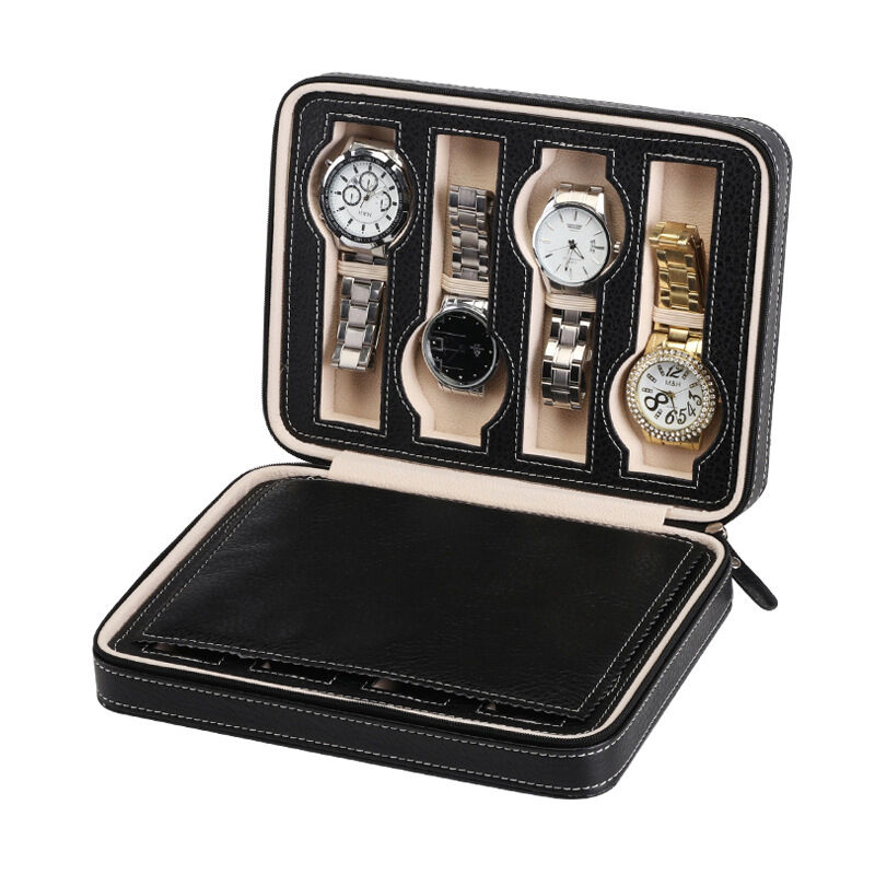 Strapsco Watch Travel Case in Black for 8 Watches