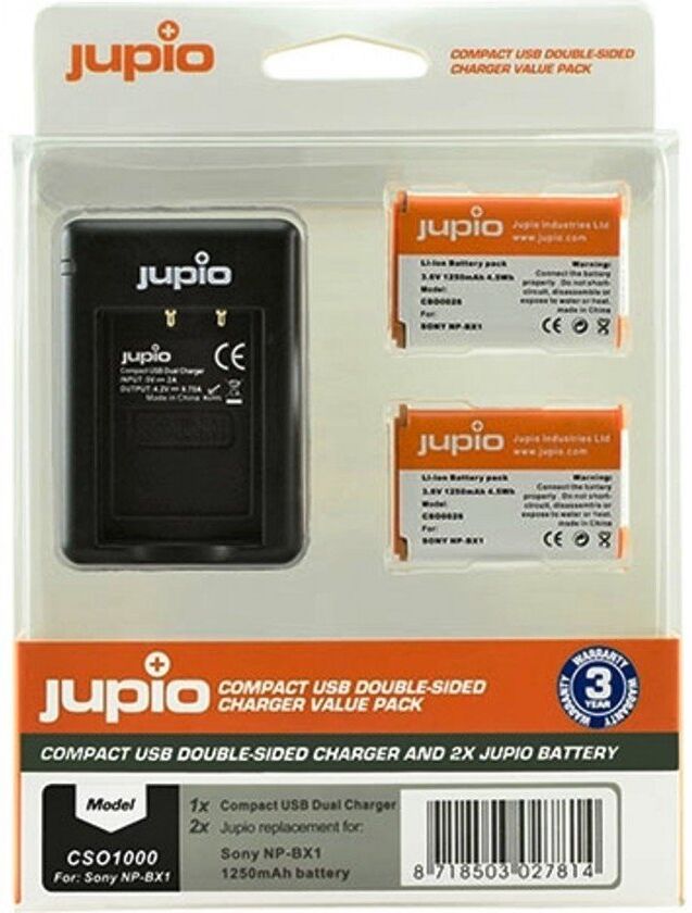 Jupio Kit Cargador Dual Usb + 2 Baterias Np-bx1