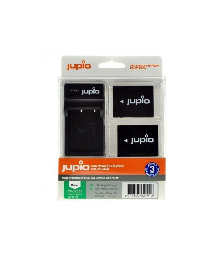 Jupio 2 Baterias Np-w126s Fujifilm + Cargador Usb (cfu1001)